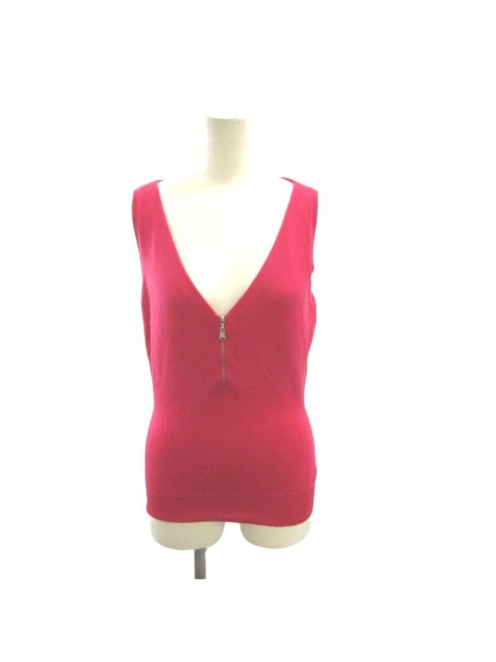 Louis Vuitton Knit Vest Cashmere Pink V-neck Half Zip Sleeveless Top M